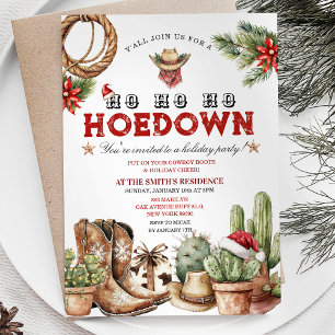 Convite Festa de Natal de Holiday Hoedown Cowboy Convidada