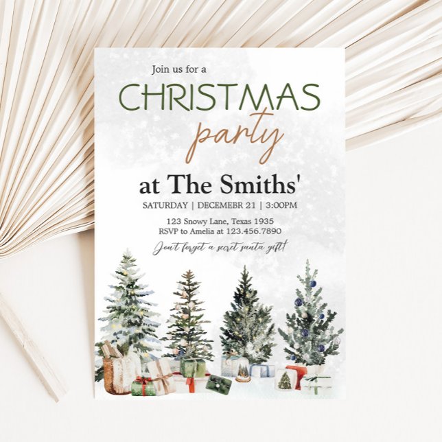 Convite Festa de Natal de inverno (Winter Wonderland Pine Tree Christmas Party Invitation )