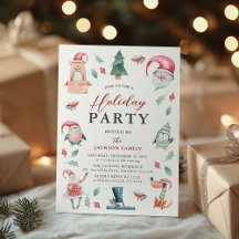 Festa de Natal de Inverno com Aquarela Fofa