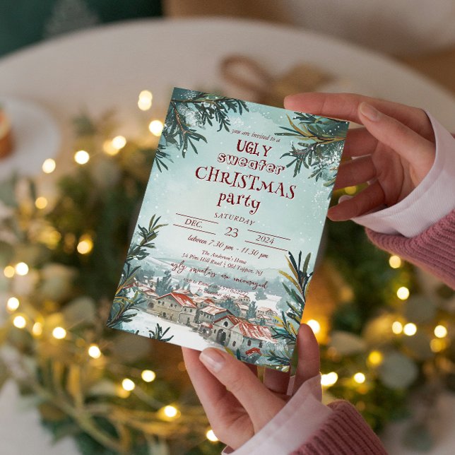 Convite Festa de natal de inverno no exterior (Criador carregado)