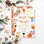 Convite Festa de Natal de Itens de Férias de Cuta de Jingl<br><div class="desc">Este belo convite de festas de Natal "jingle & mingle" apresenta um fundo creme com Papai Noel, um boneco de neve, preguiçoso, anjo, trompete, tambor e ornamentos de férias. O verso apresenta um fundo vermelho com padrões de ornamento. Personalize-o para as suas necessidades. Você pode encontrar produtos correspondentes na minha...</div>