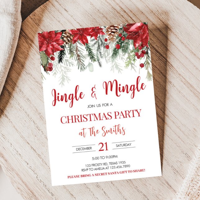 Convite Festa de Natal de Jingle e Mingle Holiday Berries (Holiday Jingle and Mingle Berries Christmas Party Invitation)