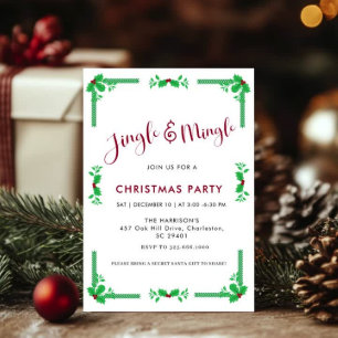 Convite Festa de Natal de Jingle & Mingle Holiday Greenery