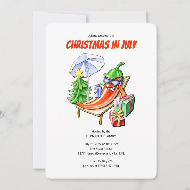 Convite Festa de Natal de Julho com Pimenta Engraçada na P (Frente)