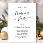 Convite Festa de Natal de Natal de Férias Modernas em Cali<br><div class="desc">Caligrafia moderna Os Convites de festas de Natal minimalistas são perfeitos para um simples evento de Natal. Apresenta um texto elegante do "Partido de Natal" num belo tipo de letra preto-e-branco com letras suaves e sujas. Fácil de personalizar com seu nome e detalhes da festa.</div>