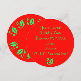 Convite Festa de Natal de Natal Holly Round Red 4Jane