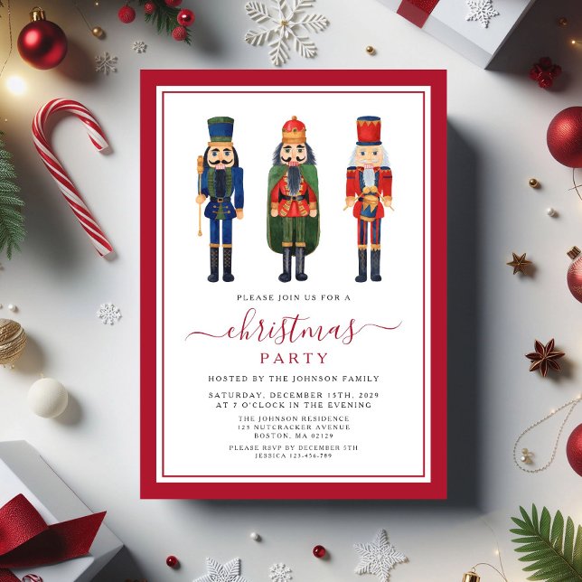 Convite Festa de Natal de Nozes Esfestivas (Festive Nutcracker Christmas Party Invitation)