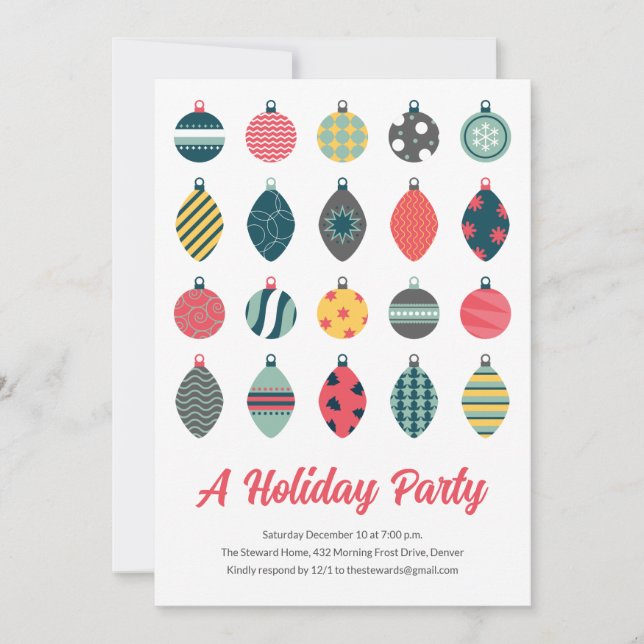 Convite Festa de Natal de Ornamento Bonito (Frente)