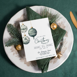 Convite Festa de Natal de Ornamentos de Estilo Nórdico Mod