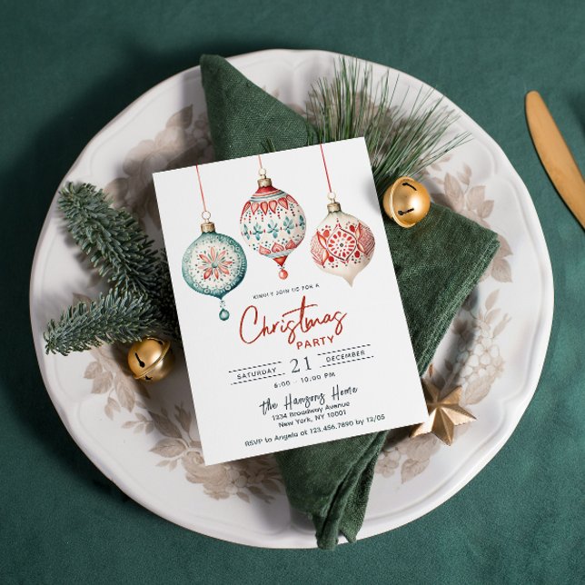 Convite Festa de Natal de Ornamentos de Estilo Nórdico Mod (Criador carregado)