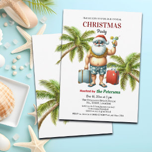 Convite Festa de Natal de Papai Noel em uma Ilha Tropical
