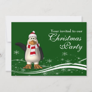 Convite Festa de Natal de Papais noeis de Cartoon Penguin