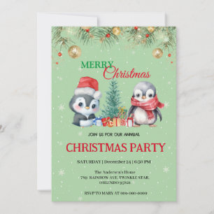 Convite Festa de Natal de Papais noeis de Penguin de Féria