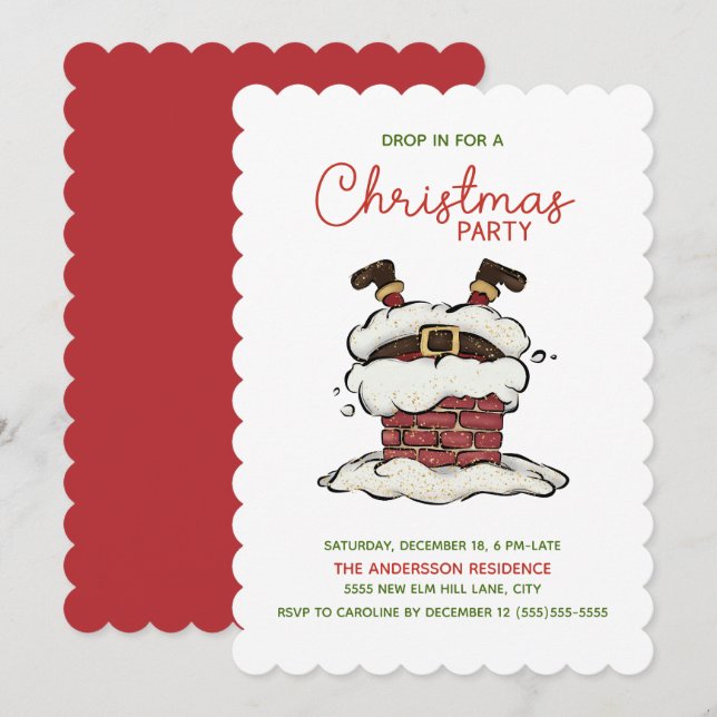 Convite Festa de Natal de Papais noeis Engraçados (Frente/Verso)