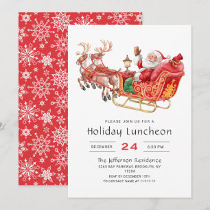 Convite Festa de Natal de papais noeis Sleigh Holiday
