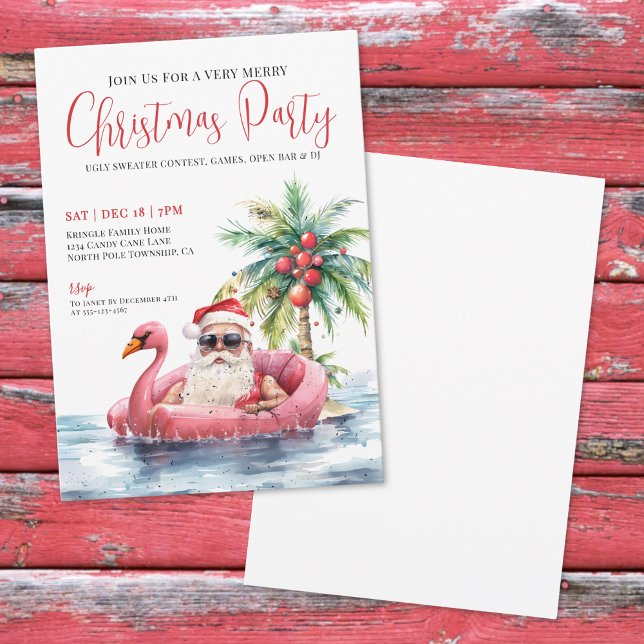 Convite Festa de Natal de Praia Tropical (Tropical Beach Christmas Party Invitation)