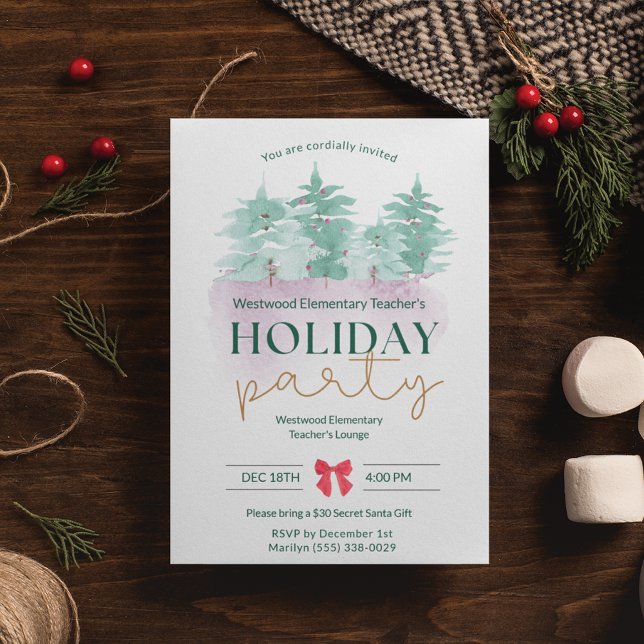 Convite Festa de Natal de Professores da Escola Elementar (Elementary School Teacher Christmas Party Invitation)