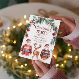 Convite Festa de Natal de Reindeer e Papais noeis