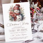 Convite Festa de Natal de Snowman Floral Elegante<br><div class="desc">Este elegante convite de festas de Natal apresenta uma elegante coloração d'água Poinsettia, um boneco de neve floral. Apresenta o Natal em uma fonte de script elegante vermelho em um fundo branco. Perfeito para celebrar os feriados no estilo, este convite certamente impressionará seus convidados. O convite pode ser personalizado para...</div>