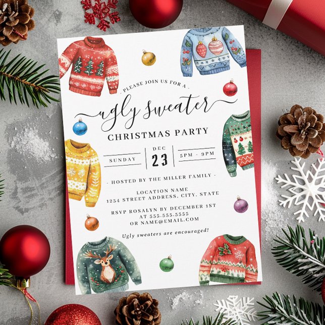 Convite Festa de Natal de Suéter Feio (Criador carregado)