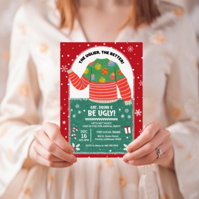 Convite Festa de Natal de Suéter Feio e Divertido (ugly christmas sweater party invitation)