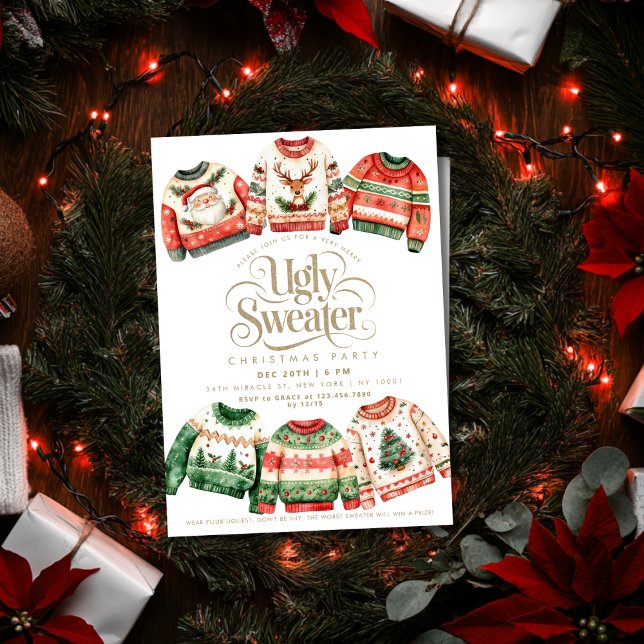 Convite Festa de Natal de Sweater Feia (Criador carregado)