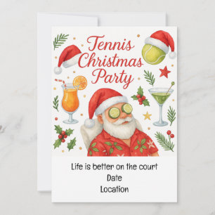 Convite Festa de Natal de Tênis com Bebidas e Chapéus de P