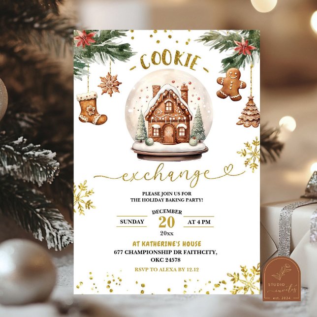 Convite Festa de Natal de Troca de Biscoitos (Criador carregado)