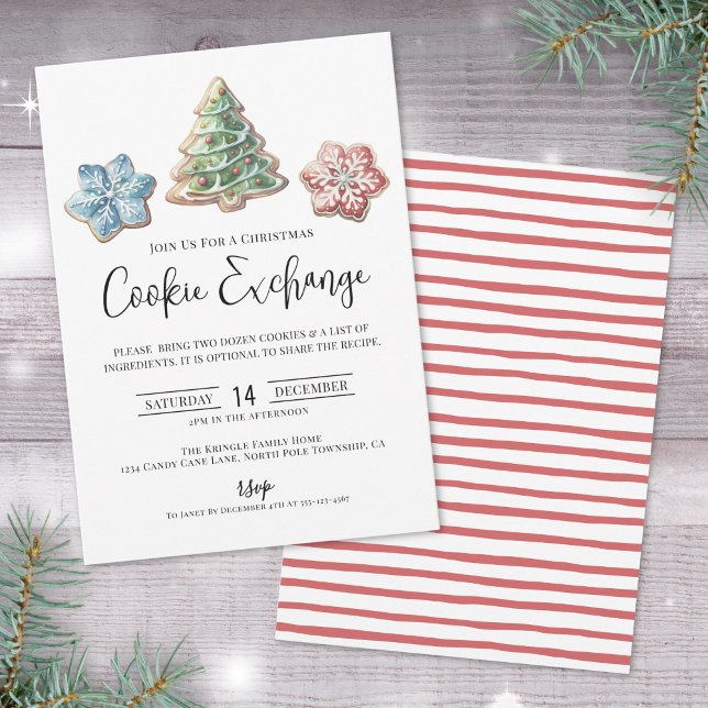 Convite Festa de Natal de Troca de Biscoitos (Cookie Exchange Christmas Party Invitation)