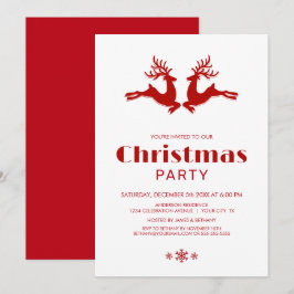 Convite Festa de Natal de Veado Vermelho Branco