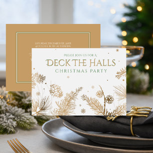 Convite Festa de Natal - Deck The Hall - Ouro