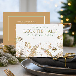 Convite Festa de Natal - Deck The Halls - Dourado