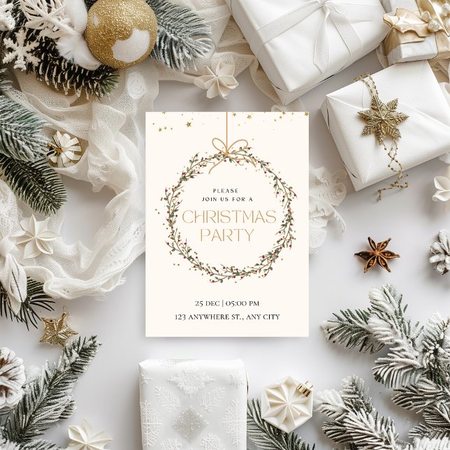 Convite Festa de Natal Delicada e Branca (Criador carregado)