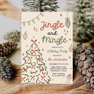 Convite Festa de Natal Desenhada à Mão Jingle & Mingle