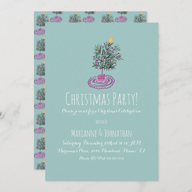 Convite Festa de Natal Desenhou o Pordão da Árvore de Nata (Frente/Verso)