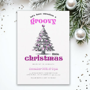 Convite Festa de Natal Disco Rosa Groovy Little Christmas