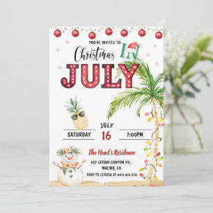 Convite Festa de Natal Divertida com Aquarela em Julho