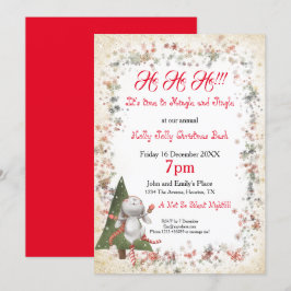 Convite Festa de Natal divertida Floco de Neve Coelhinho