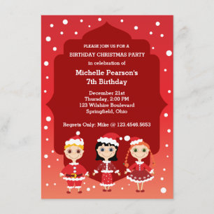 Convite Festa de Natal do aniversário das crianças