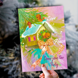 Convite Festa de Natal do ano novo, Vintage amorosa Pássar