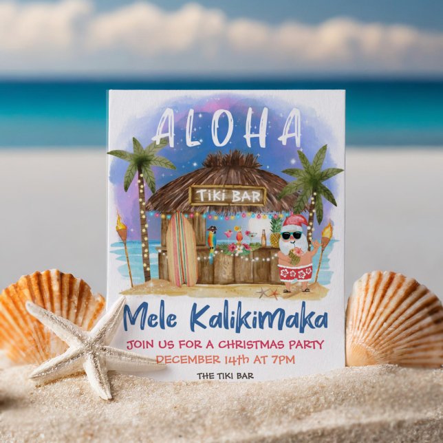 Convite Festa de Natal do Bar Tropical de Praia de Tiki (Criador carregado)
