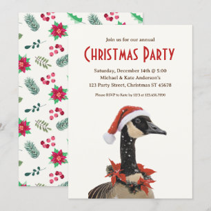 Convite Festa de Natal do Canadian Goose Red Hat Poinsetti