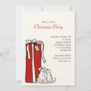 Convite Festa de Natal do Cão Branco e Vermelho Festivo