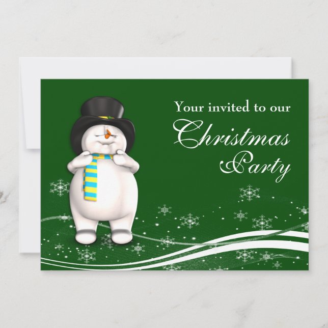 Convite Festa de Natal do Cartoon Snowman (Frente)