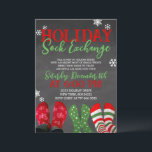 Convite Festa de Natal do Chalkboard Holiday Sock Exchange<br><div class="desc">Convite de festas de Natal do Holiday Sock Exchange</div>