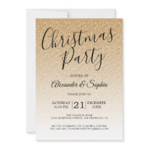Festa de Natal do Chic Script Dourado Glitter Ombr