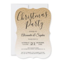 Festa de Natal do Chic Script Dourado Glitter Ombr