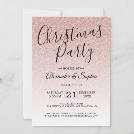 Convite Festa de Natal do Chic Script Pink Glitter Ombre