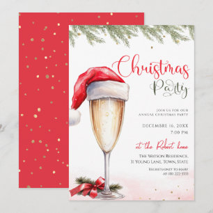 Convite Festa de Natal do Cocktail de Chapéu de Papai Noel