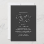 Convite Festa de Natal do Delicate Calliographic<br><div class="desc">Este delicado cartão de convite de festas de Natal de carvão caligráfico é perfeito para um evento de férias moderno. A design romântica minimalista apresenta uma magnífica e elegante tipografia num fundo de cinza escura com um aspecto simples e limpo.</div>